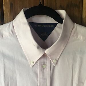 Henry Jacobson Men’s  Dress Shirt Size L Pink Button Down Collar 16.5 In Neck